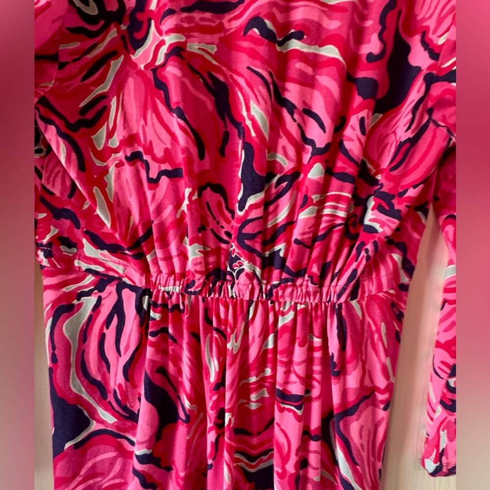 LILLY PULITZER “Alexandra” 3/4 Sleeve Pink Floral Dress - Picture 9 of 13